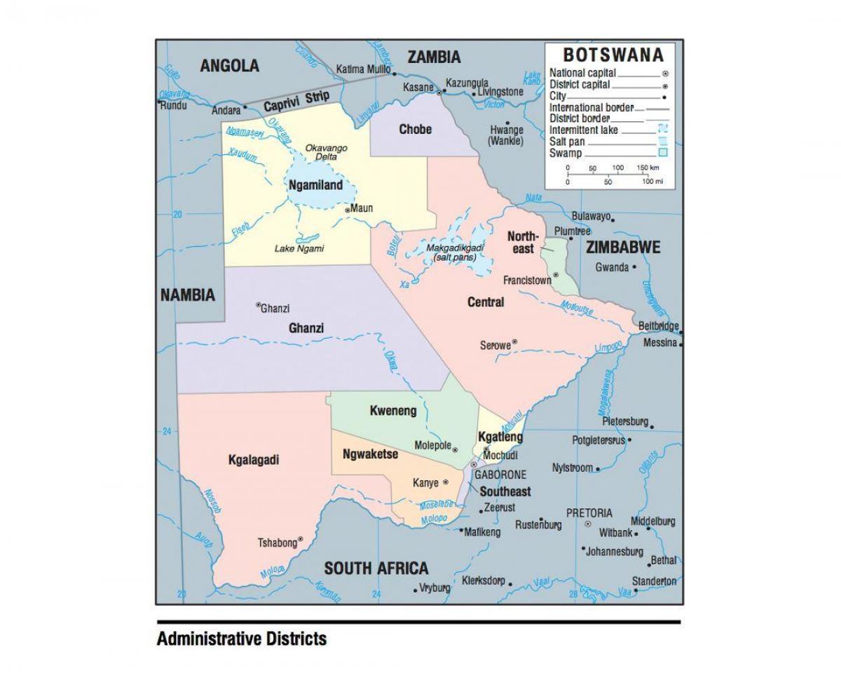 kaart van Botswana met distrikte