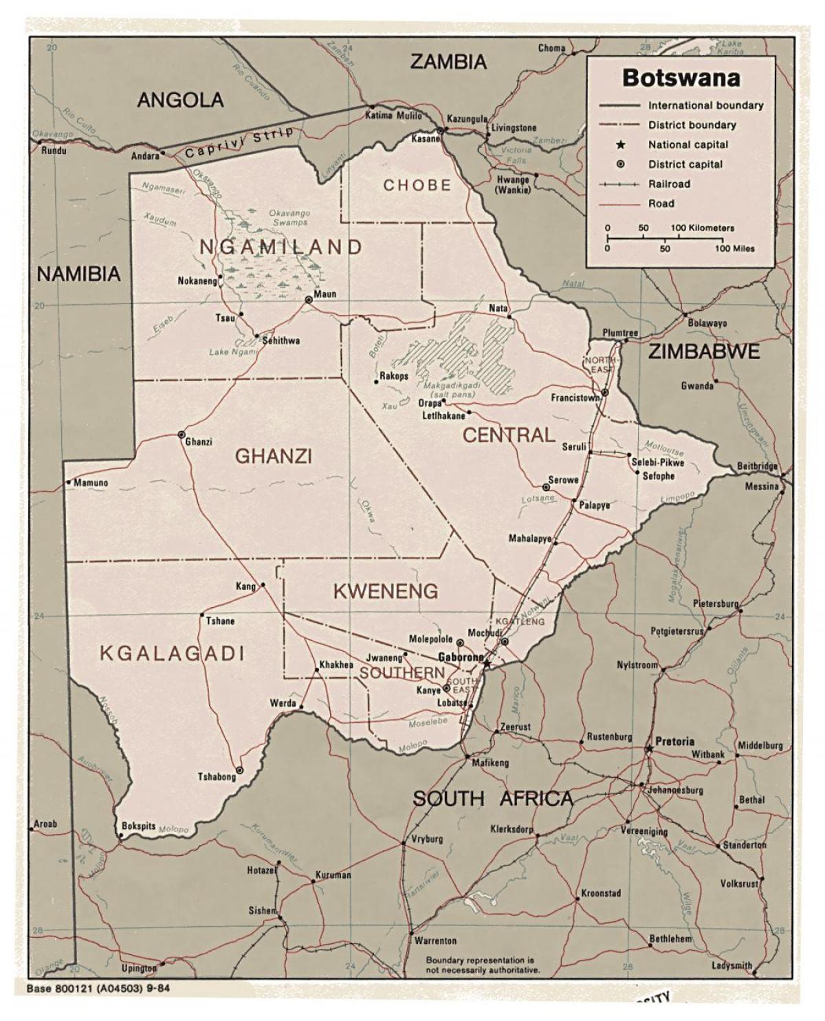 gedetailleerde kaart van Botswana