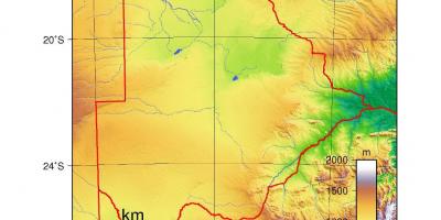 Kaart van Botswana fisiese