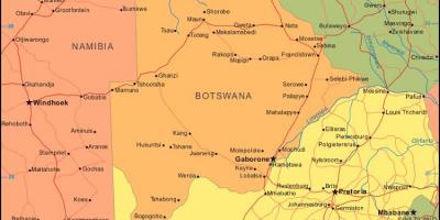 Kaart van Botswana wat al die dorpe